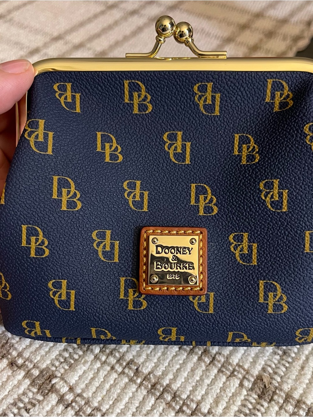 Dooney & Bourke Navy with Gold Hardware Kiss-Lock Coin Purse
